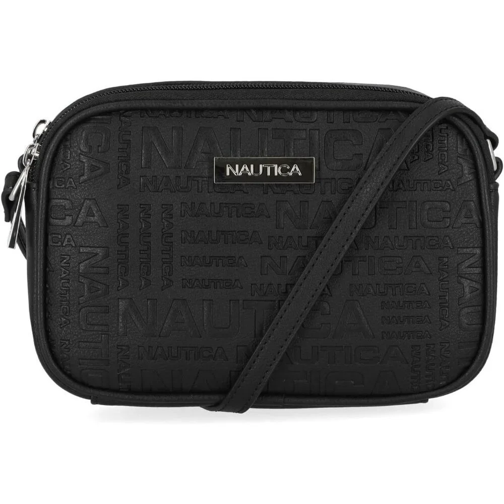 Women's Embossed (Black) PU leather Candid Camera Adjustable Crossbody Bag